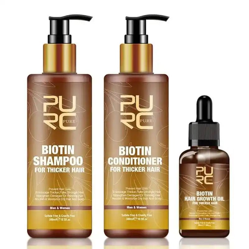 PURC Hair Care Ginger Biotin Three-piece Shampoo Conditioner Repair Dry And Frizz Essential Oil.