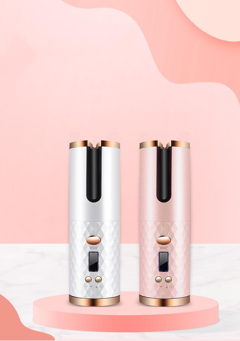 Rechargeable Automatic Hair Curler Women Portable Hair Curling Iron LCD Display Ceramic Curly Rotating Curling Wave Styer.