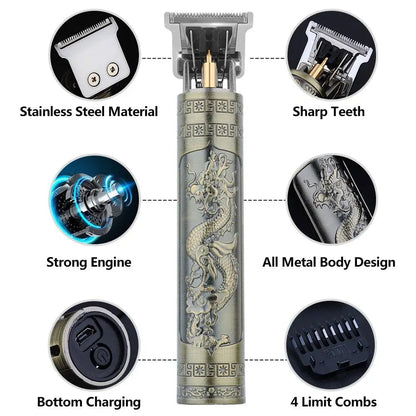 Retro T9 Original Haircutting Machine Set Jackets Trimmer Men's Electric Shaver Male Lence Pro Barber Shaver for Sensitive Areas.