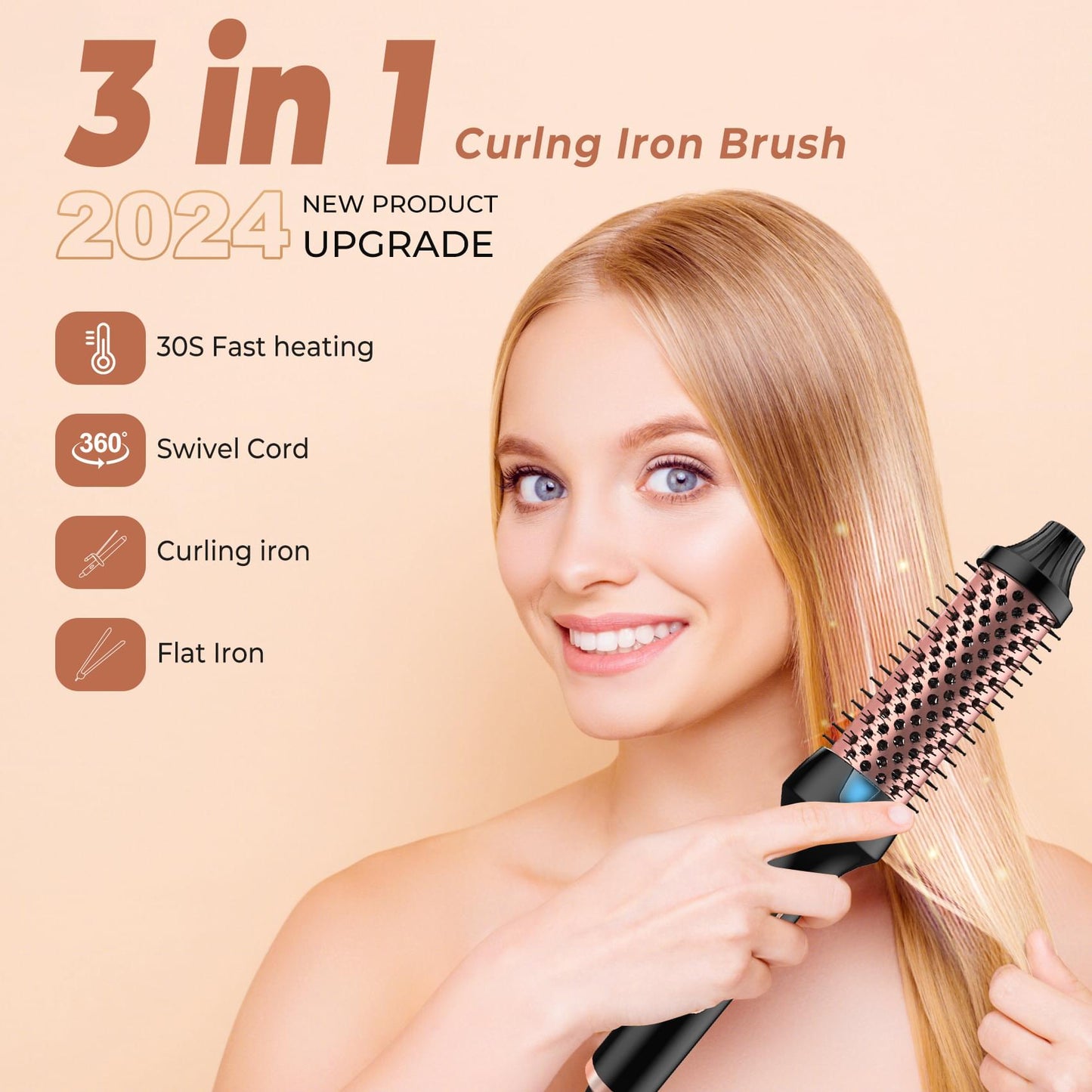 Roller Comb Does Not Hurt Hair Anion Straight Curling Or Straightening Double PTC Heater.