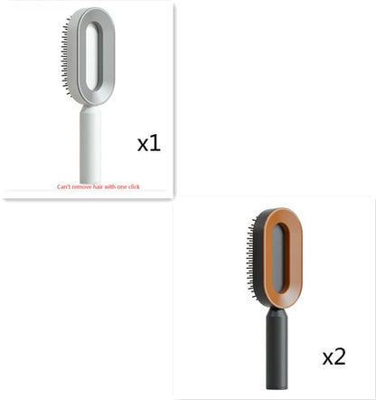 Self Cleaning Hair Brush For Women One-key Cleaning Hair Loss Airbag Massage Scalp Comb Anti-Static Hairbrush - Lux Mart London