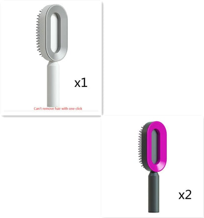 Self Cleaning Hair Brush For Women One-key Cleaning Hair Loss Airbag Massage Scalp Comb Anti-Static Hairbrush - Lux Mart London