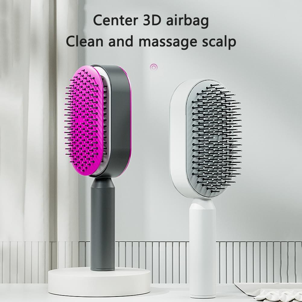 Self Cleaning Hair Brush For Women One-key Cleaning Hair Loss Airbag Massage Scalp Comb Anti-Static Hairbrush.