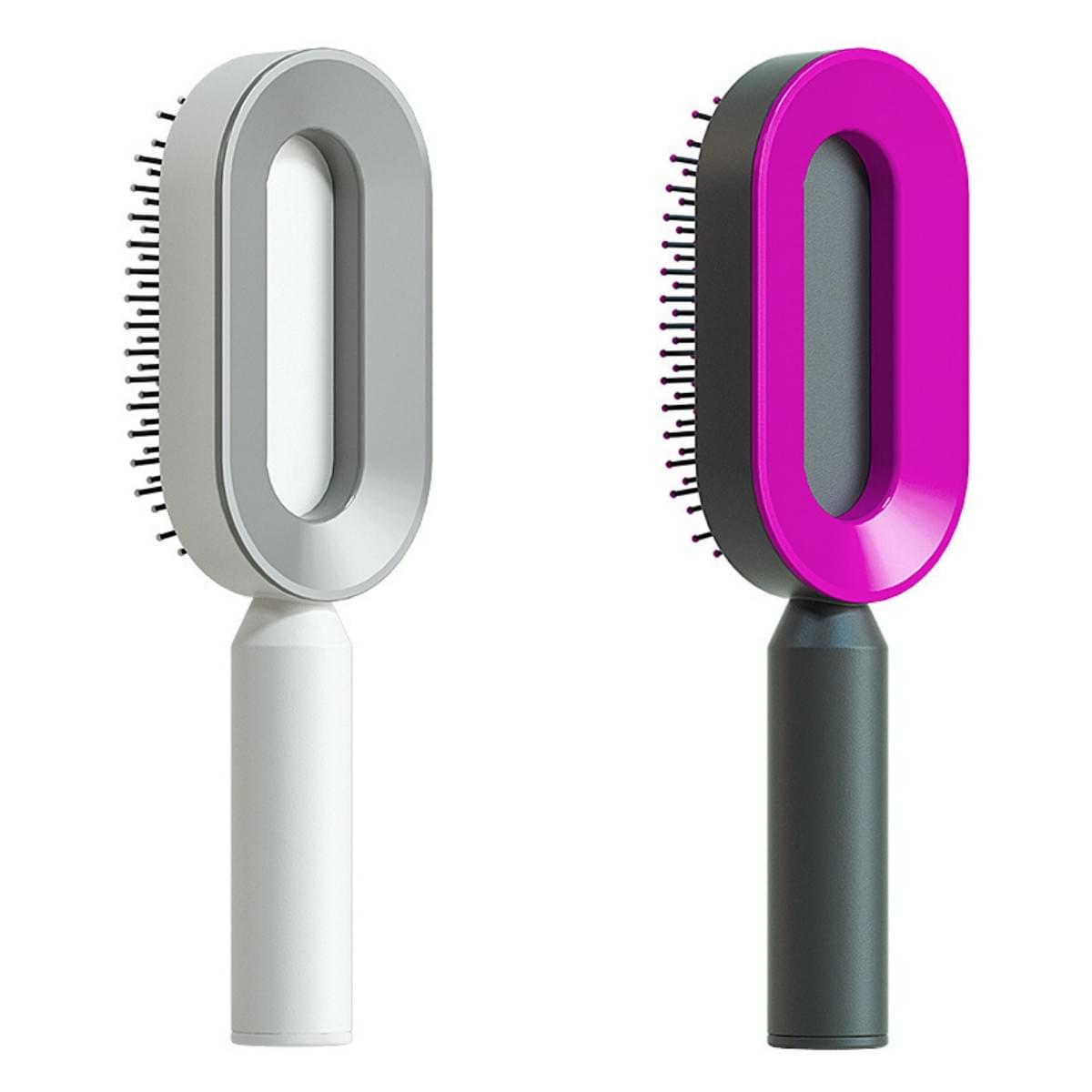 Self Cleaning Hair Brush For Women One-key Cleaning Hair Loss Airbag Massage Scalp Comb Anti-Static Hairbrush - Lux Mart London
