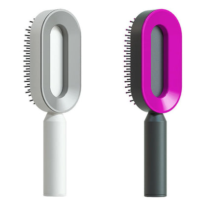 Self Cleaning Hair Brush For Women One-key Cleaning Hair Loss Airbag Massage Scalp Comb Anti-Static Hairbrush - Lux Mart London