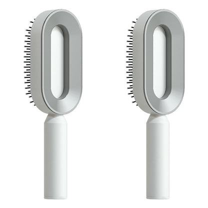 Self Cleaning Hair Brush For Women One-key Cleaning Hair Loss Airbag Massage Scalp Comb Anti-Static Hairbrush - Lux Mart London