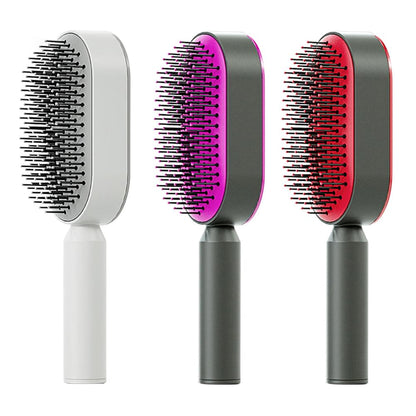 Self Cleaning Hair Brush For Women One-key Cleaning Hair Loss Airbag Massage Scalp Comb Anti-Static Hairbrush.