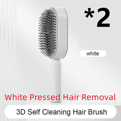 Self Cleaning Hair Brush For Women One-key Cleaning Hair Loss Airbag Massage Scalp Comb Anti-Static Hairbrush - Lux Mart London