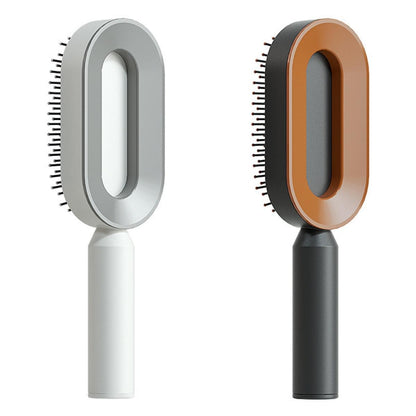Self Cleaning Hair Brush For Women One-key Cleaning Hair Loss Airbag Massage Scalp Comb Anti-Static Hairbrush - Lux Mart London