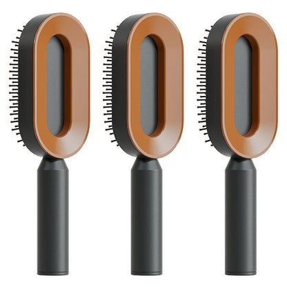 Self Cleaning Hair Brush For Women One-key Cleaning Hair Loss Airbag Massage Scalp Comb Anti-Static Hairbrush - Lux Mart London