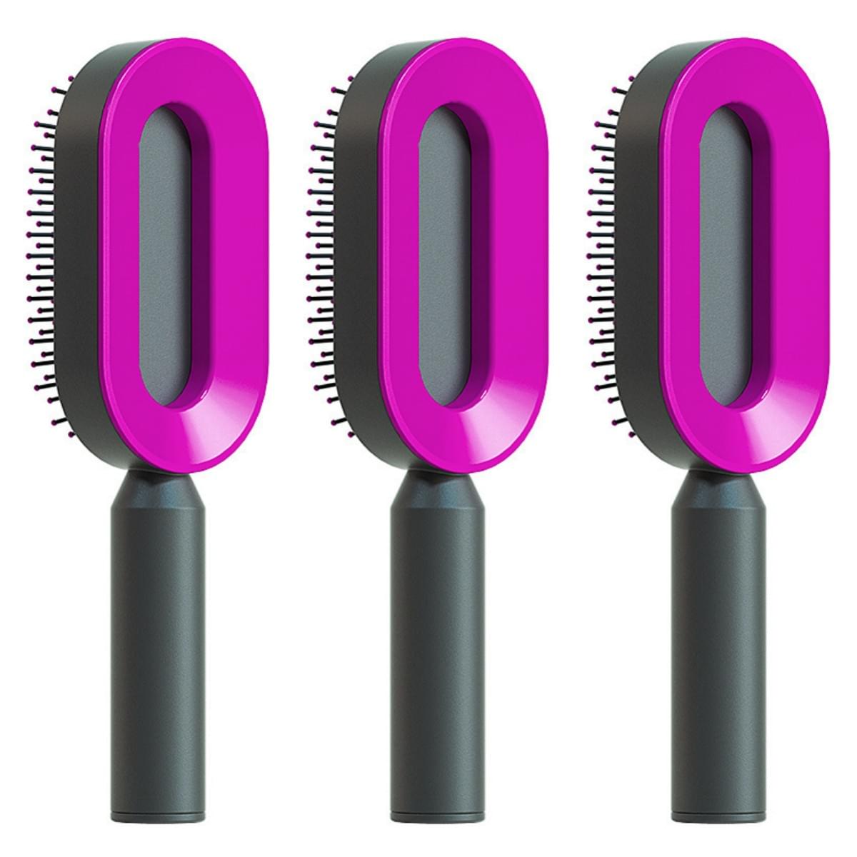 Self Cleaning Hair Brush For Women One-key Cleaning Hair Loss Airbag Massage Scalp Comb Anti-Static Hairbrush - Lux Mart London