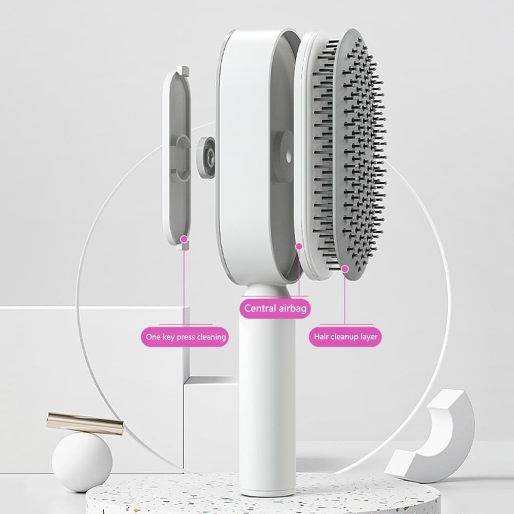 Self Cleaning Hair Brush For Women One-key Cleaning Hair Loss Airbag Massage Scalp Comb Anti-Static Hairbrush.