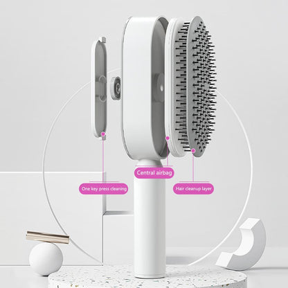 Self Cleaning Hair Brush For Women One-key Cleaning Hair Loss Airbag Massage Scalp Comb Anti-Static Hairbrush.