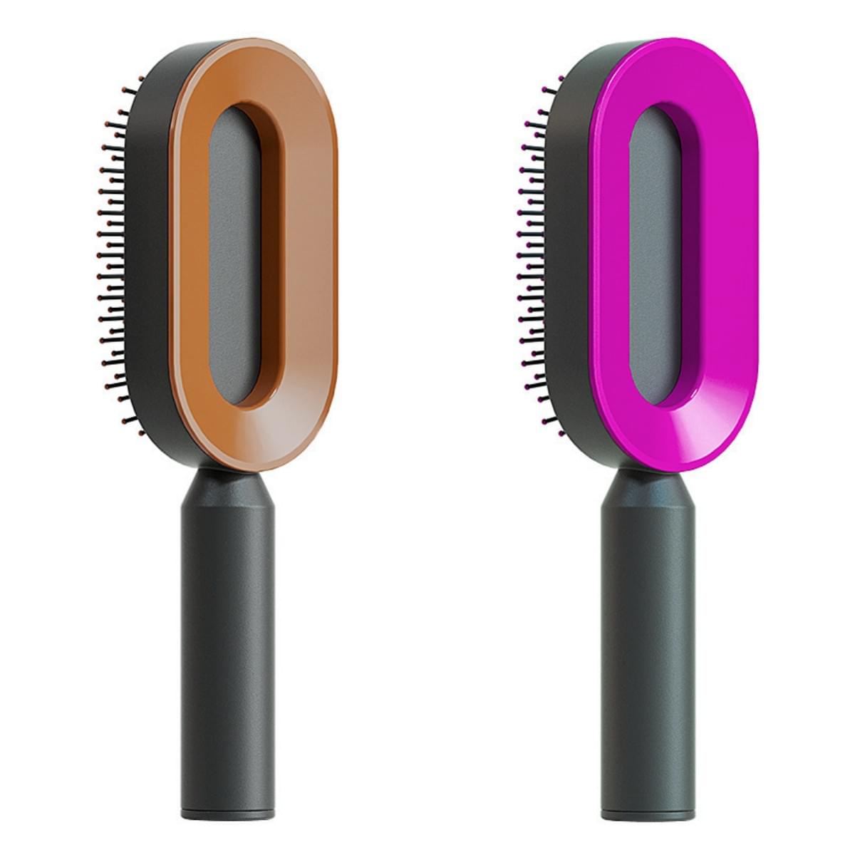 Self Cleaning Hair Brush For Women One-key Cleaning Hair Loss Airbag Massage Scalp Comb Anti-Static Hairbrush - Lux Mart London
