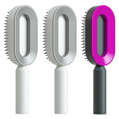 Self Cleaning Hair Brush For Women One-key Cleaning Hair Loss Airbag Massage Scalp Comb Anti-Static Hairbrush - Lux Mart London