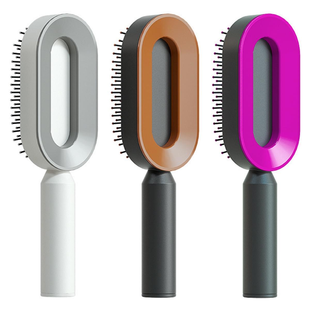Self Cleaning Hair Brush For Women One-key Cleaning Hair Loss Airbag Massage Scalp Comb Anti-Static Hairbrush - Lux Mart London