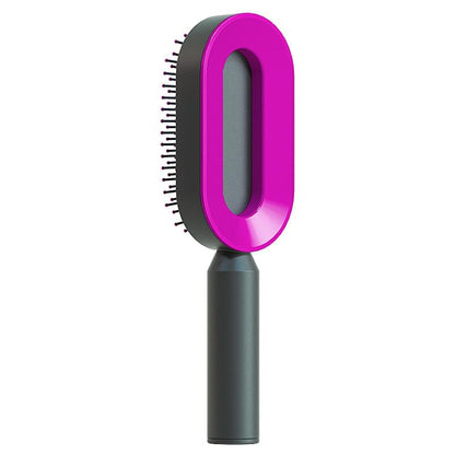 Self Cleaning Hair Brush For Women One-key Cleaning Hair Loss Airbag Massage Scalp Comb Anti-Static Hairbrush.
