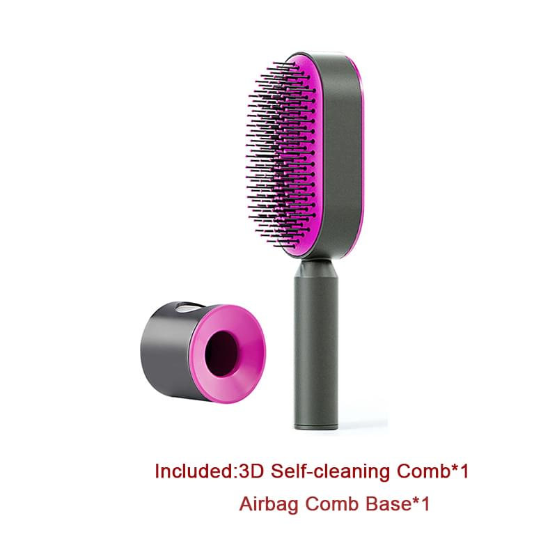 Self Cleaning Hair Brush For Women One-key Cleaning Hair Loss Airbag Massage Scalp Comb Anti-Static Hairbrush - Lux Mart London