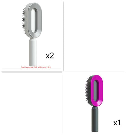 Self Cleaning Hair Brush For Women One-key Cleaning Hair Loss Airbag Massage Scalp Comb Anti-Static Hairbrush - Lux Mart London