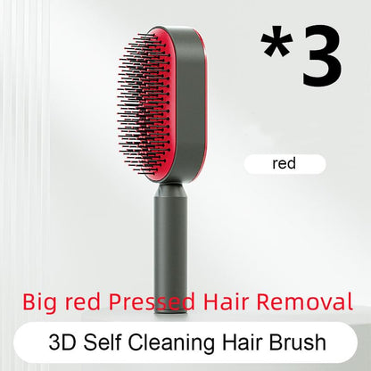 Self Cleaning Hair Brush For Women One-key Cleaning Hair Loss Airbag Massage Scalp Comb Anti-Static Hairbrush - Lux Mart London