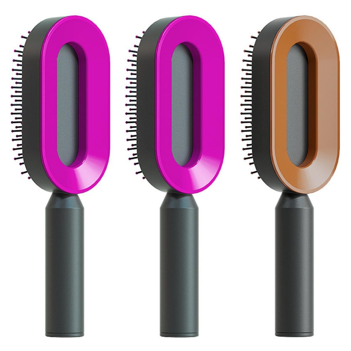 Self Cleaning Hair Brush For Women One-key Cleaning Hair Loss Airbag Massage Scalp Comb Anti-Static Hairbrush - Lux Mart London
