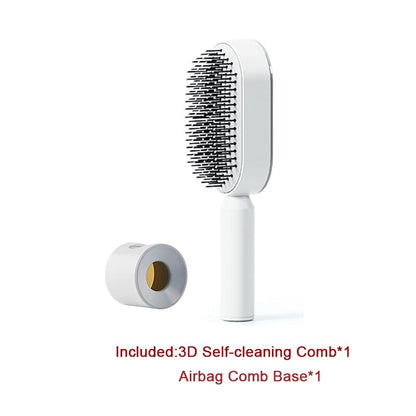 Self Cleaning Hair Brush For Women One-key Cleaning Hair Loss Airbag Massage Scalp Comb Anti-Static Hairbrush - Lux Mart London