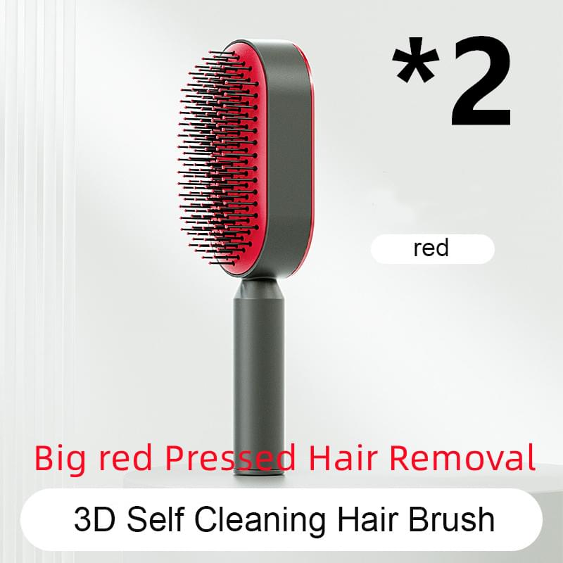 Self Cleaning Hair Brush For Women One-key Cleaning Hair Loss Airbag Massage Scalp Comb Anti-Static Hairbrush - Lux Mart London