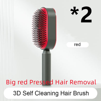 Self Cleaning Hair Brush For Women One-key Cleaning Hair Loss Airbag Massage Scalp Comb Anti-Static Hairbrush - Lux Mart London