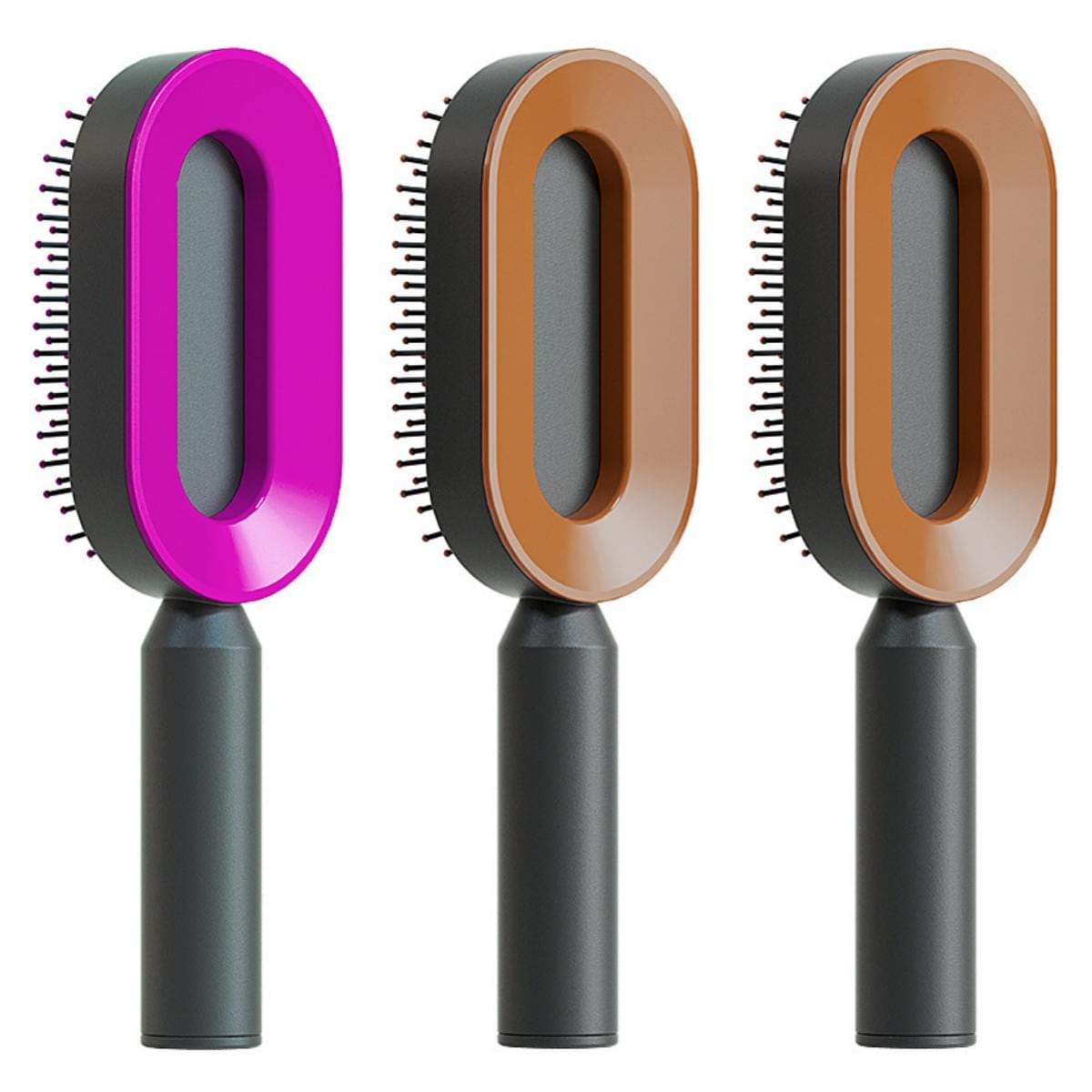 Self Cleaning Hair Brush For Women One-key Cleaning Hair Loss Airbag Massage Scalp Comb Anti-Static Hairbrush - Lux Mart London