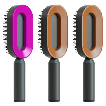 Self Cleaning Hair Brush For Women One-key Cleaning Hair Loss Airbag Massage Scalp Comb Anti-Static Hairbrush - Lux Mart London