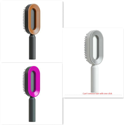 Self Cleaning Hair Brush For Women One-key Cleaning Hair Loss Airbag Massage Scalp Comb Anti-Static Hairbrush - Lux Mart London