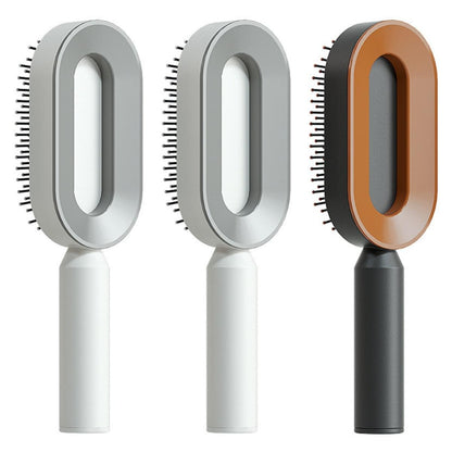 Self Cleaning Hair Brush For Women One-key Cleaning Hair Loss Airbag Massage Scalp Comb Anti-Static Hairbrush - Lux Mart London