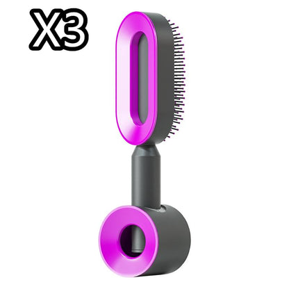 Self Cleaning Hair Brush For Women One-key Cleaning Hair Loss Airbag Massage Scalp Comb Anti-Static Hairbrush - Lux Mart London