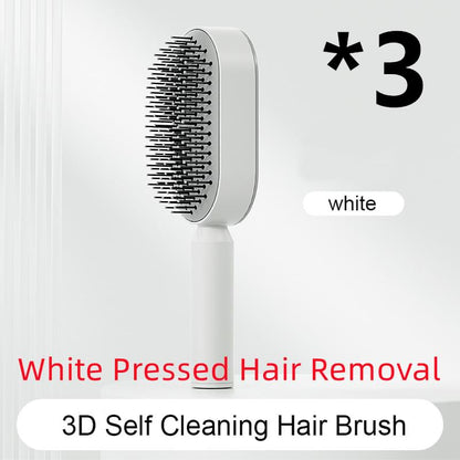 Self Cleaning Hair Brush For Women One-key Cleaning Hair Loss Airbag Massage Scalp Comb Anti-Static Hairbrush - Lux Mart London