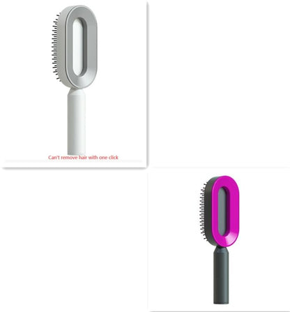 Self Cleaning Hair Brush For Women One-key Cleaning Hair Loss Airbag Massage Scalp Comb Anti-Static Hairbrush - Lux Mart London