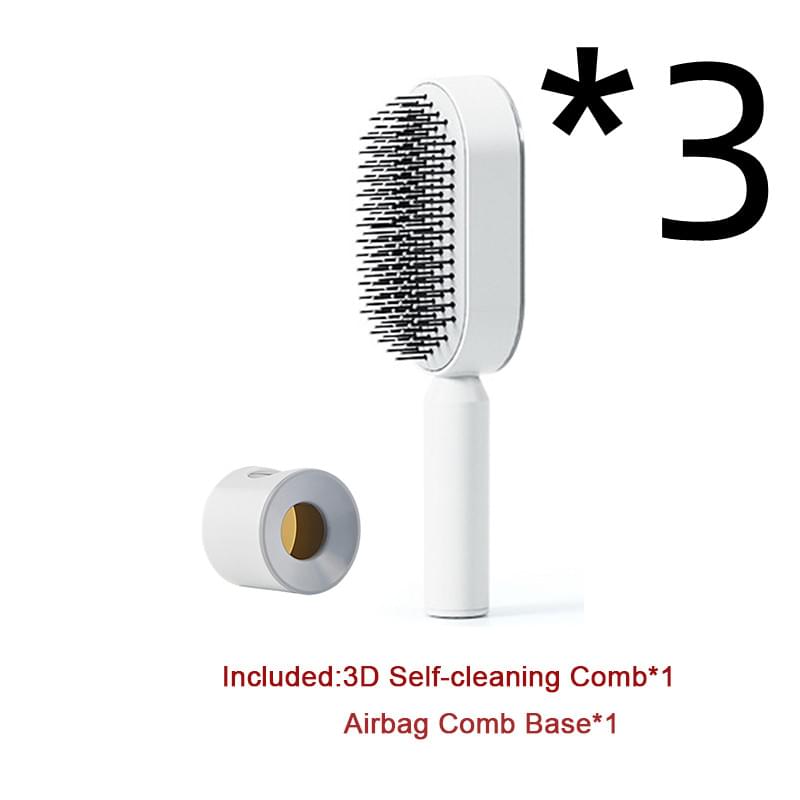 Self Cleaning Hair Brush For Women One-key Cleaning Hair Loss Airbag Massage Scalp Comb Anti-Static Hairbrush - Lux Mart London