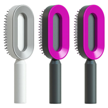 Self Cleaning Hair Brush For Women One-key Cleaning Hair Loss Airbag Massage Scalp Comb Anti-Static Hairbrush - Lux Mart London