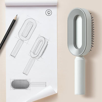 Self Cleaning Hair Brush For Women One-key Cleaning Hair Loss Airbag Massage Scalp Comb Anti-Static Hairbrush.