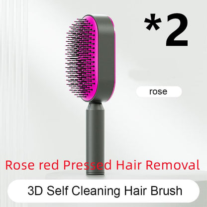 Self Cleaning Hair Brush For Women One-key Cleaning Hair Loss Airbag Massage Scalp Comb Anti-Static Hairbrush - Lux Mart London