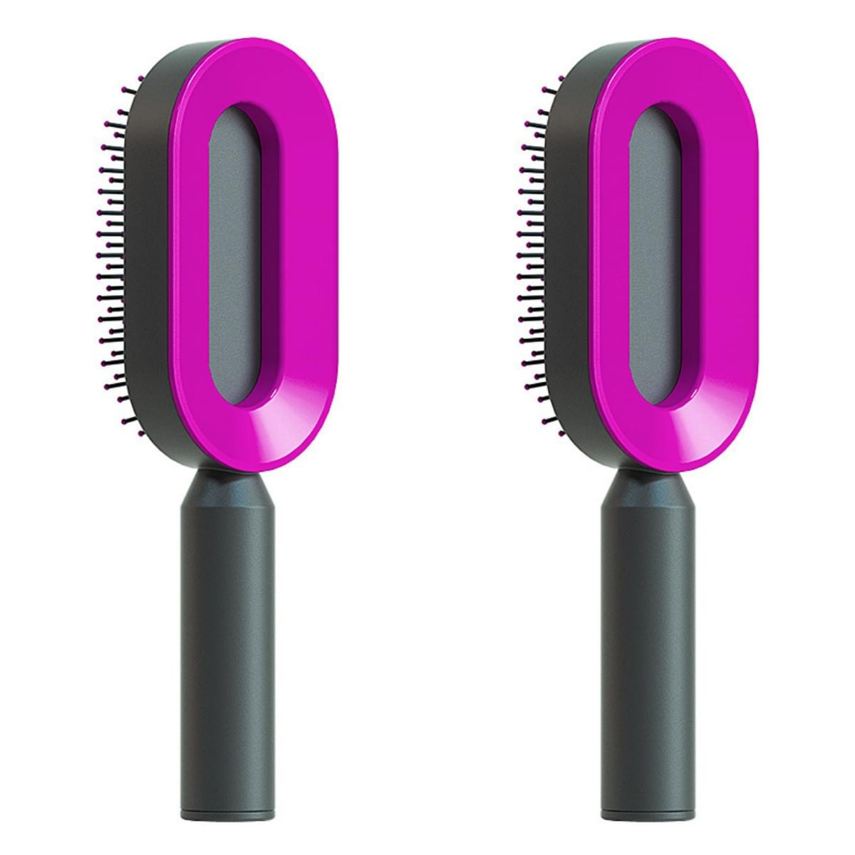 Self Cleaning Hair Brush For Women One-key Cleaning Hair Loss Airbag Massage Scalp Comb Anti-Static Hairbrush - Lux Mart London