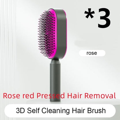 Self Cleaning Hair Brush For Women One-key Cleaning Hair Loss Airbag Massage Scalp Comb Anti-Static Hairbrush - Lux Mart London