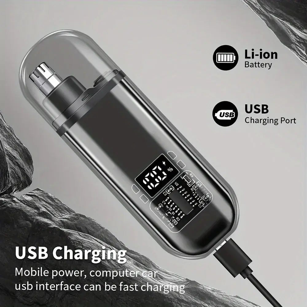Suitable for men, USB charging nose and ear hair trimmer portable electric nose hair clipper, mini compact design, quick chargin.