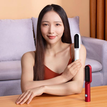 USB Portable Hot Air Comb Rechargable Professional Hair Dryer Brush 2 In1 Mini Hair Straightener Curler Brush Hair Styler.