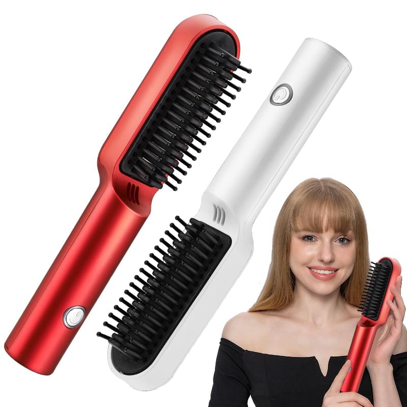 USB Portable Hot Air Comb Rechargable Professional Hair Dryer Brush 2 In1 Mini Hair Straightener Curler Brush Hair Styler.