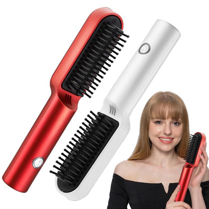 USB Portable Hot Air Comb Rechargable Professional Hair Dryer Brush 2 In1 Mini Hair Straightener Curler Brush Hair Styler.