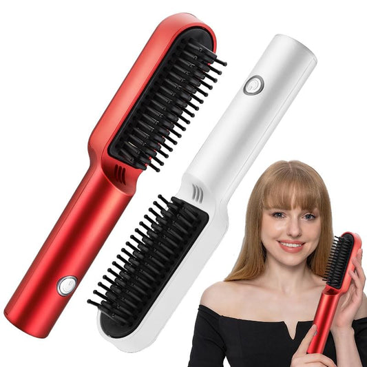 USB Portable Hot Air Comb Rechargable Professional Hair Dryer Brush 2 In1 Mini Hair Straightener Curler Brush Hair Styler.