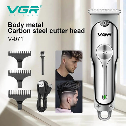 VGR 071 Hair Trimmer Professional Hair Clipper Rechargeable Hair Cutting Machine T-Blade Cordless Portable Trimmer for Men.