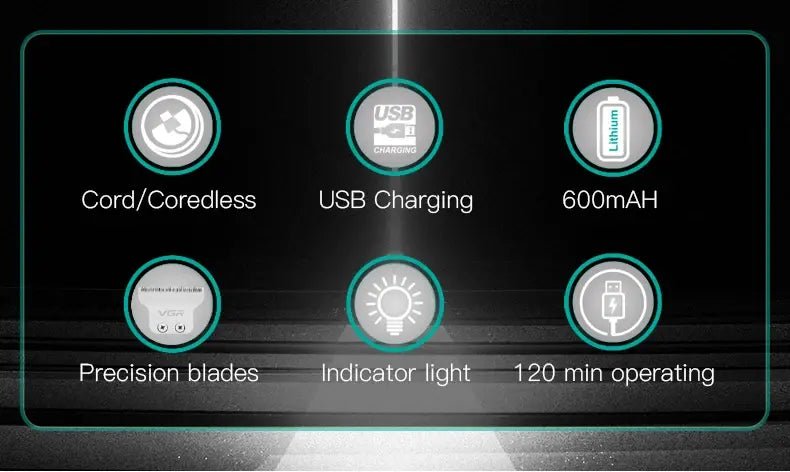 VGR 071 Hair Trimmer Professional Hair Clipper Rechargeable Hair Cutting Machine T-Blade Cordless Portable Trimmer for Men.