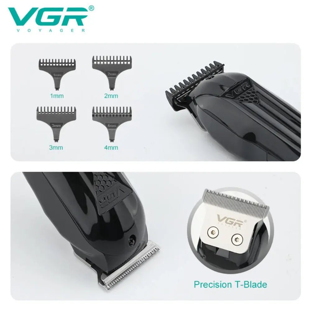 VGR Hair Trimmer Professional Hair Clipper Electric T-Blade Hair Cutting Machine 0mm LED Display Barber Trimmer for Men V-982.