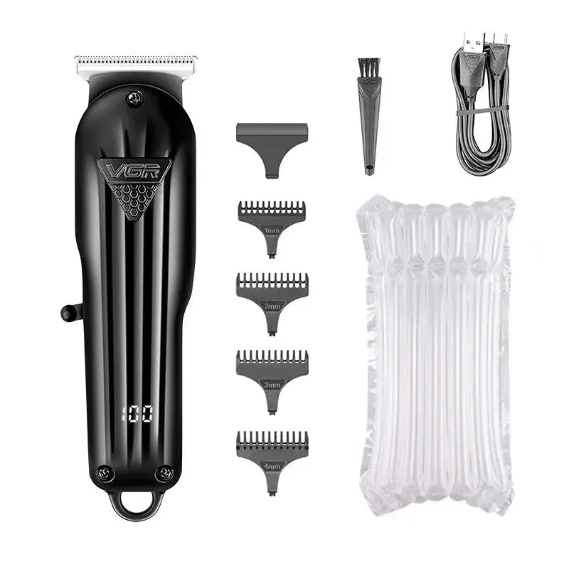 VGR Hair Trimmer Professional Hair Clipper Electric T-Blade Hair Cutting Machine 0mm LED Display Barber Trimmer for Men V-982.